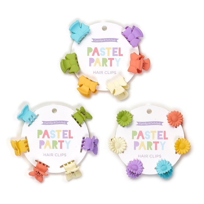 Pretty Pastels Set of 6 Hair Clips on Gift Card in Assorted Designs--Lemons and Limes Boutique