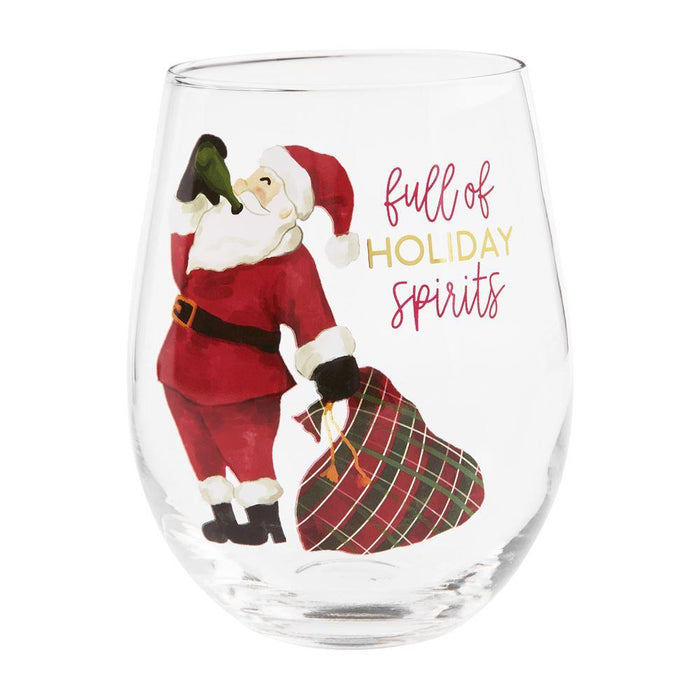 Full of Holiday Spirits Wine Glass-Drinkware-Lemons and Limes Boutique