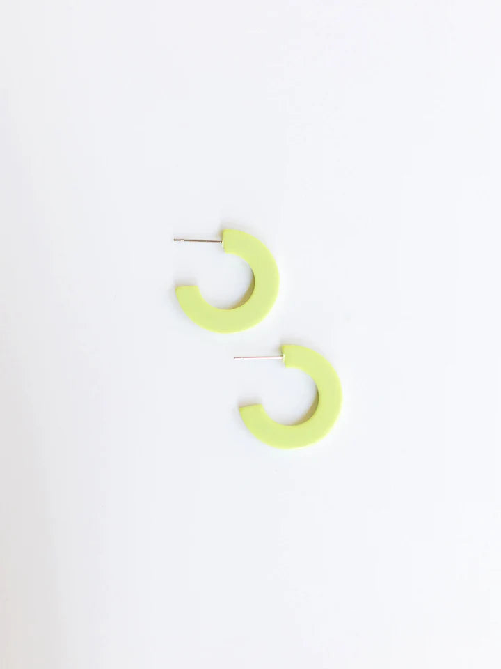 Classic Acrylic Small Hoops in Lime-Lemons and Limes Boutique