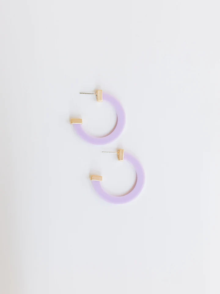 Classic Acrylic Medium Hoops in Lilac-Lemons and Limes Boutique