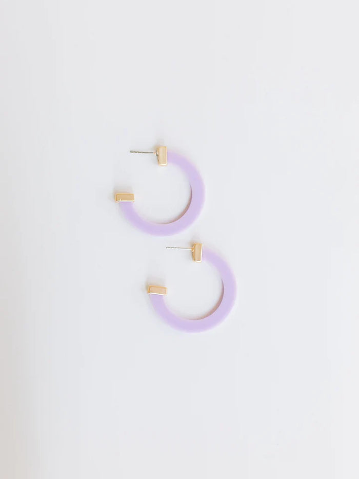 Classic Acrylic Medium Hoops in Lilac-Lemons and Limes Boutique