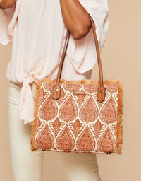 Spartina Anna Fringe Box Tote in Pink House-Tote-Lemons and Limes Boutique