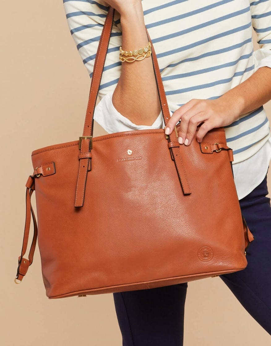 Spartina Siren Jetsetter Tote in Saddle Brown-Tote-Lemons and Limes Boutique