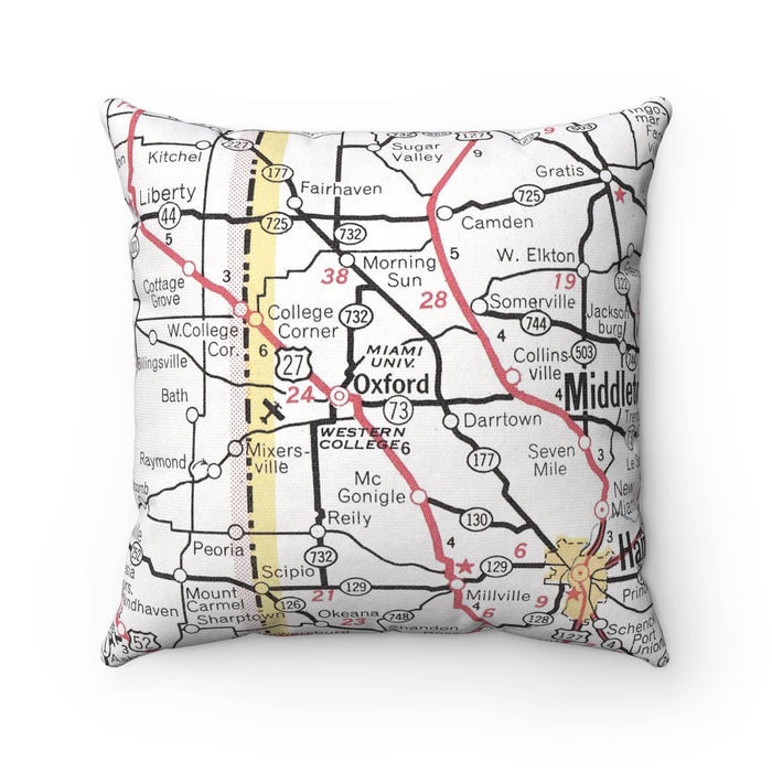 Miami University Oxford Ohio Map Pillow-Lemons and Limes Boutique