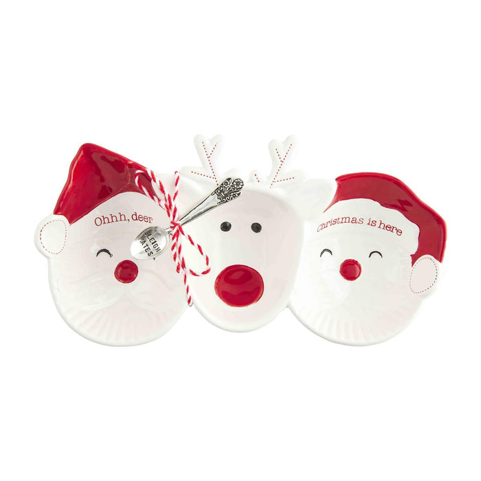 Santa & Reindeer Triple Dip Dish Set-Bowls-Lemons and Limes Boutique