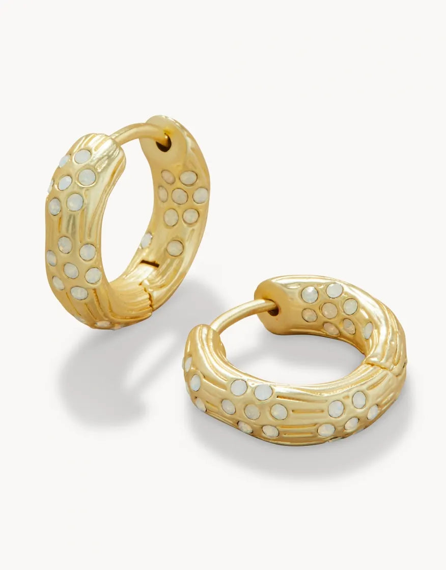 Sand Bar Midi Hoop Earrings in White Opal Spartina-Lemons and Limes Boutique