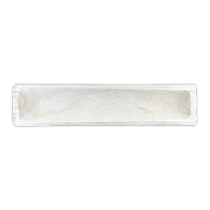 Paulownia Rectangle Tray - White--Lemons and Limes Boutique