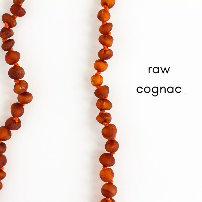 Child Baltic Amber Teething Necklace in Raw Cognac--Lemons and Limes Boutique