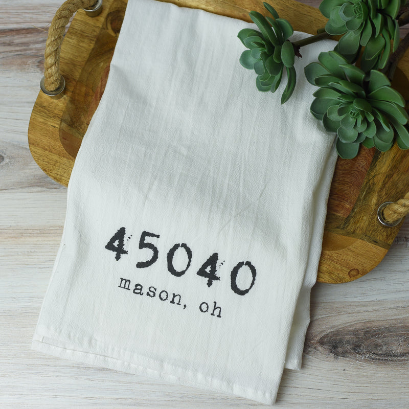 Mason, Ohio Zip Code Tea Towel 45040--Lemons and Limes Boutique