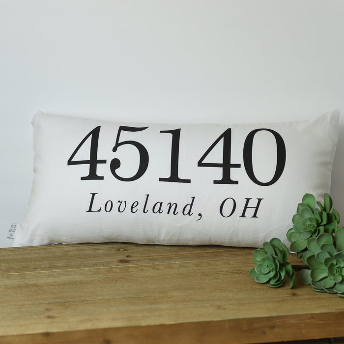 45140 Loveland, Ohio Lumbar Pillow-White-Lemons and Limes Boutique