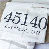 Personalized Zip Code Throw Blanket- 45140 - Tan/Natural--Lemons and Limes Boutique