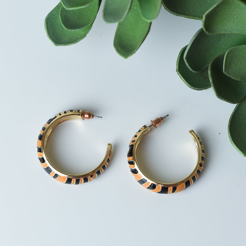 Tiger Stripe Hoop Earring--Lemons and Limes Boutique