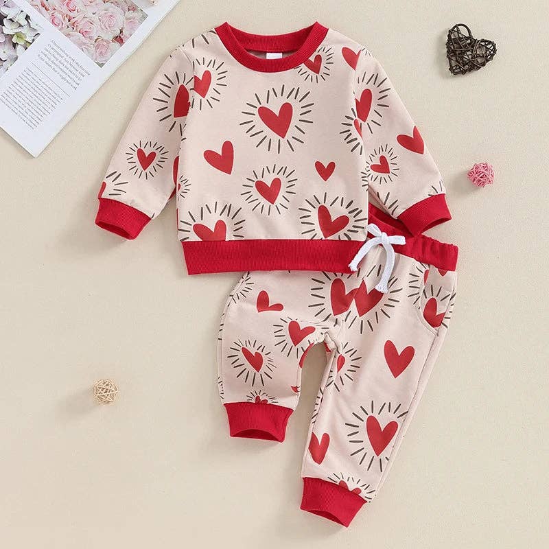 Happy Hearts Baby/Toddler Loungewear Set--Lemons and Limes Boutique