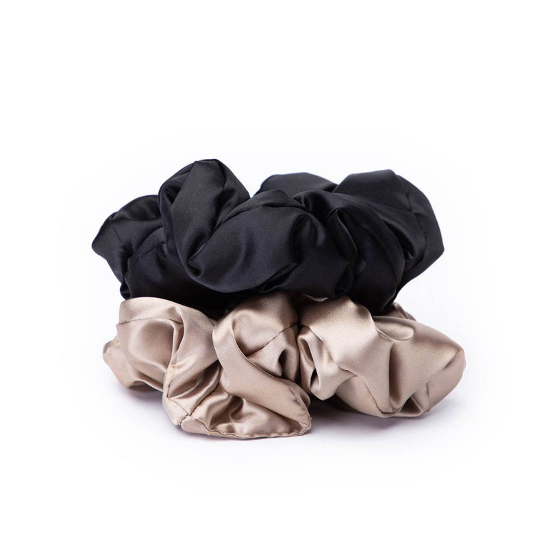 Satin Sleep Pillow Scrunchies in Black/Gold--Lemons and Limes Boutique