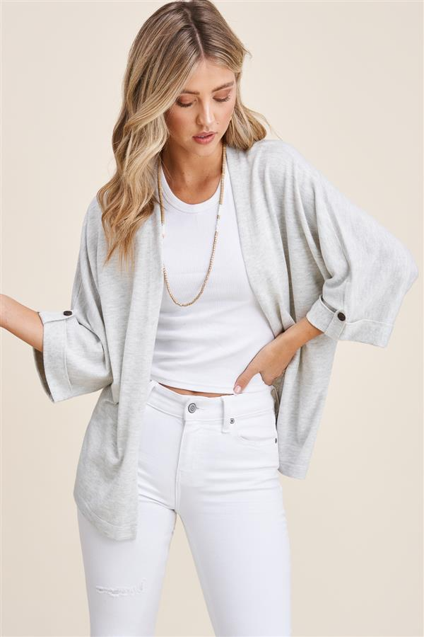 Sheila Cardigan in Heather Grey-Lemons and Limes Boutique