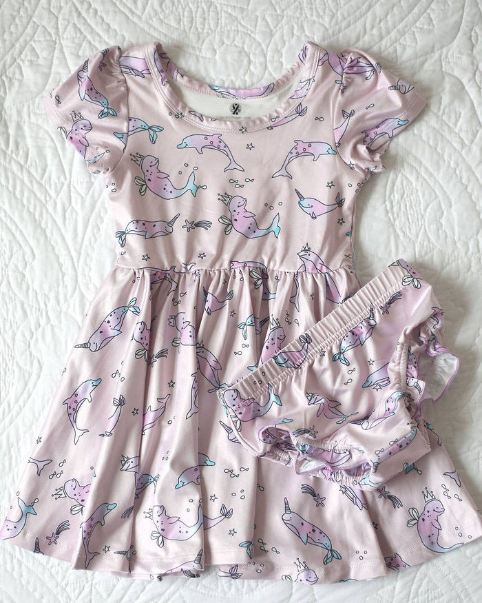 2T Narwhal Girls Twirl Hugs Dress--Lemons and Limes Boutique