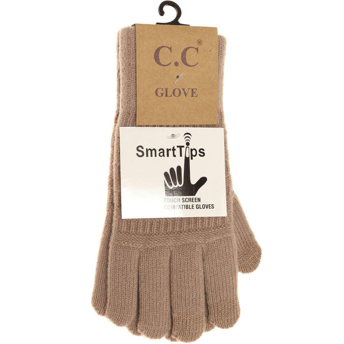 Classic Knit Gloves in Taupe by C.C. Beanie--Lemons and Limes Boutique