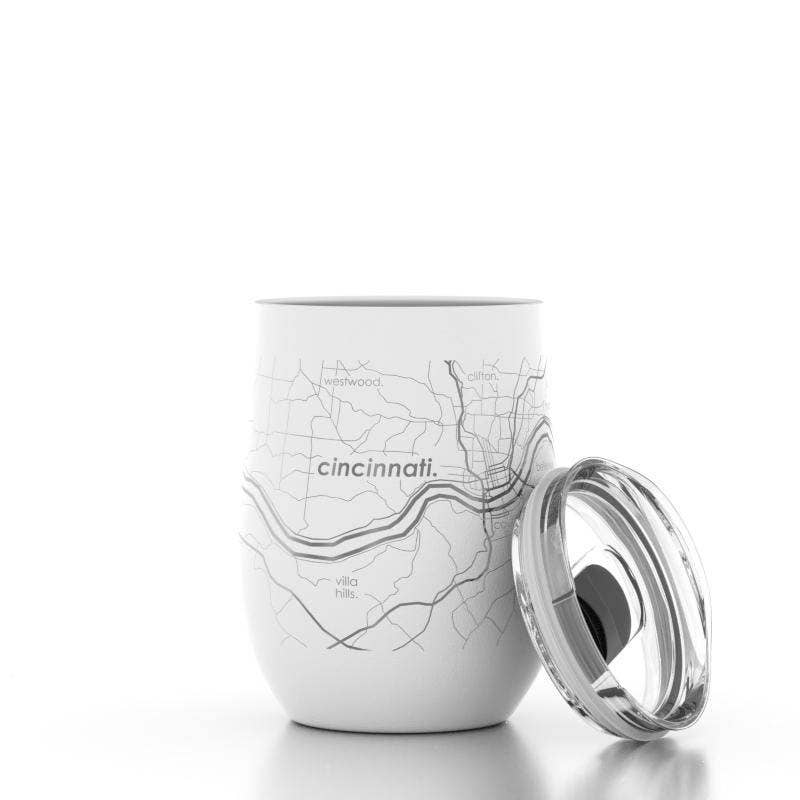 Cincinnati OH Map 12 oz Insulated Wine Tumbler-Lemons and Limes Boutique