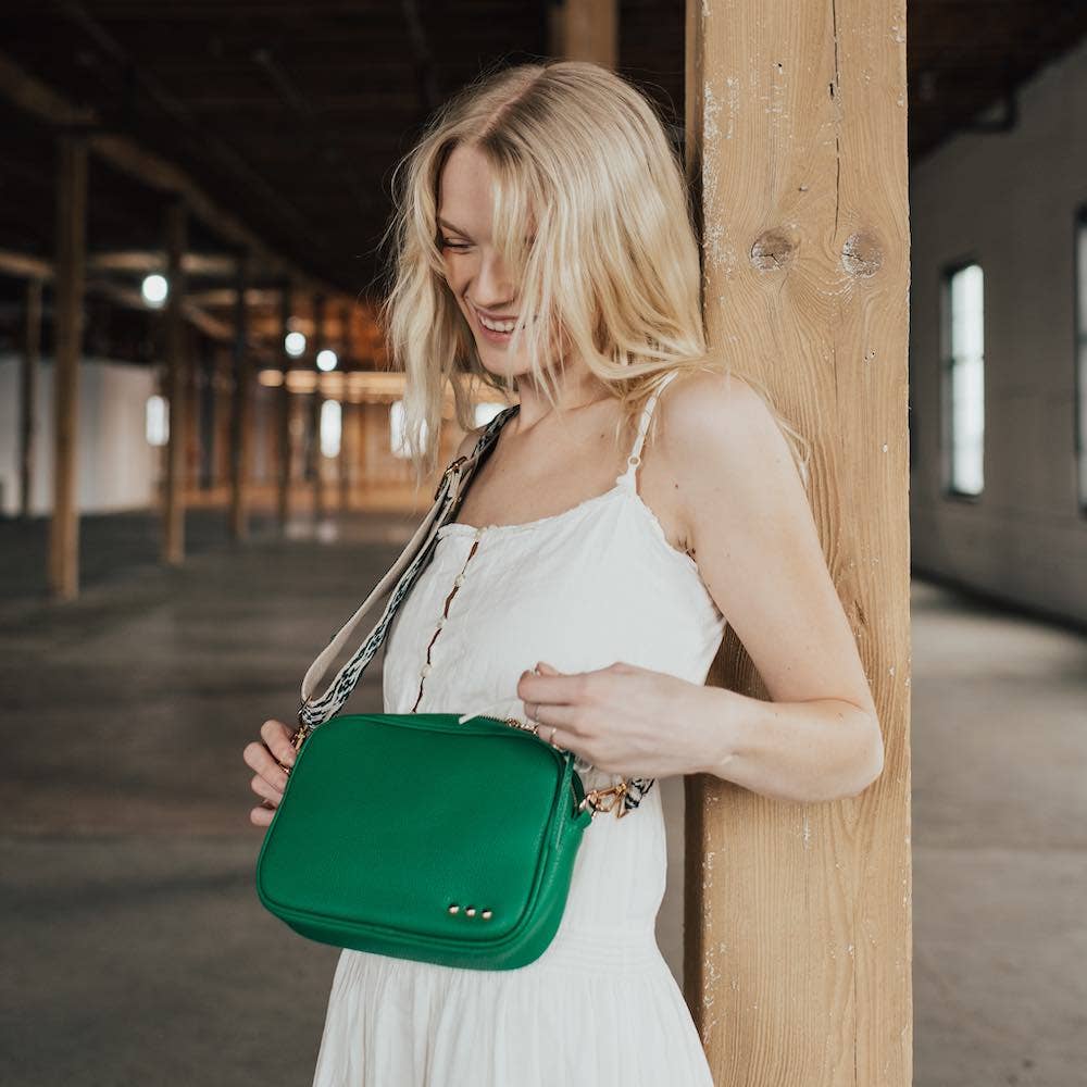 Willow Camera Crossbody Bag in Green-Lemons and Limes Boutique