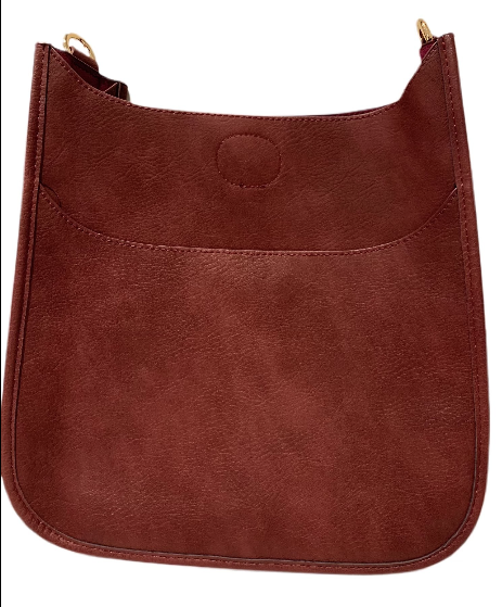Vegan Leather Classic Messenger-No Strap Attached in Coffee Ahdorned--Lemons and Limes Boutique