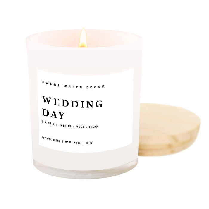 Sweet Water Decor - Wedding Day Soy Candle | White Jar Candle + Wood Lid-Lemons and Limes Boutique