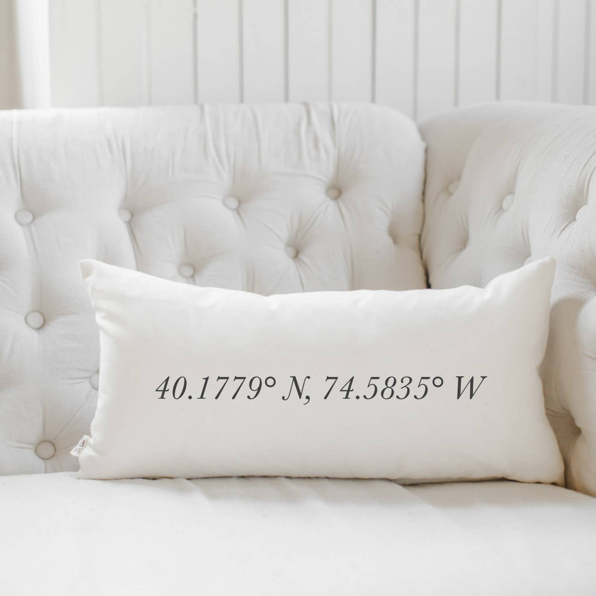 Personalized Coordinates Lumbar Pillow - White