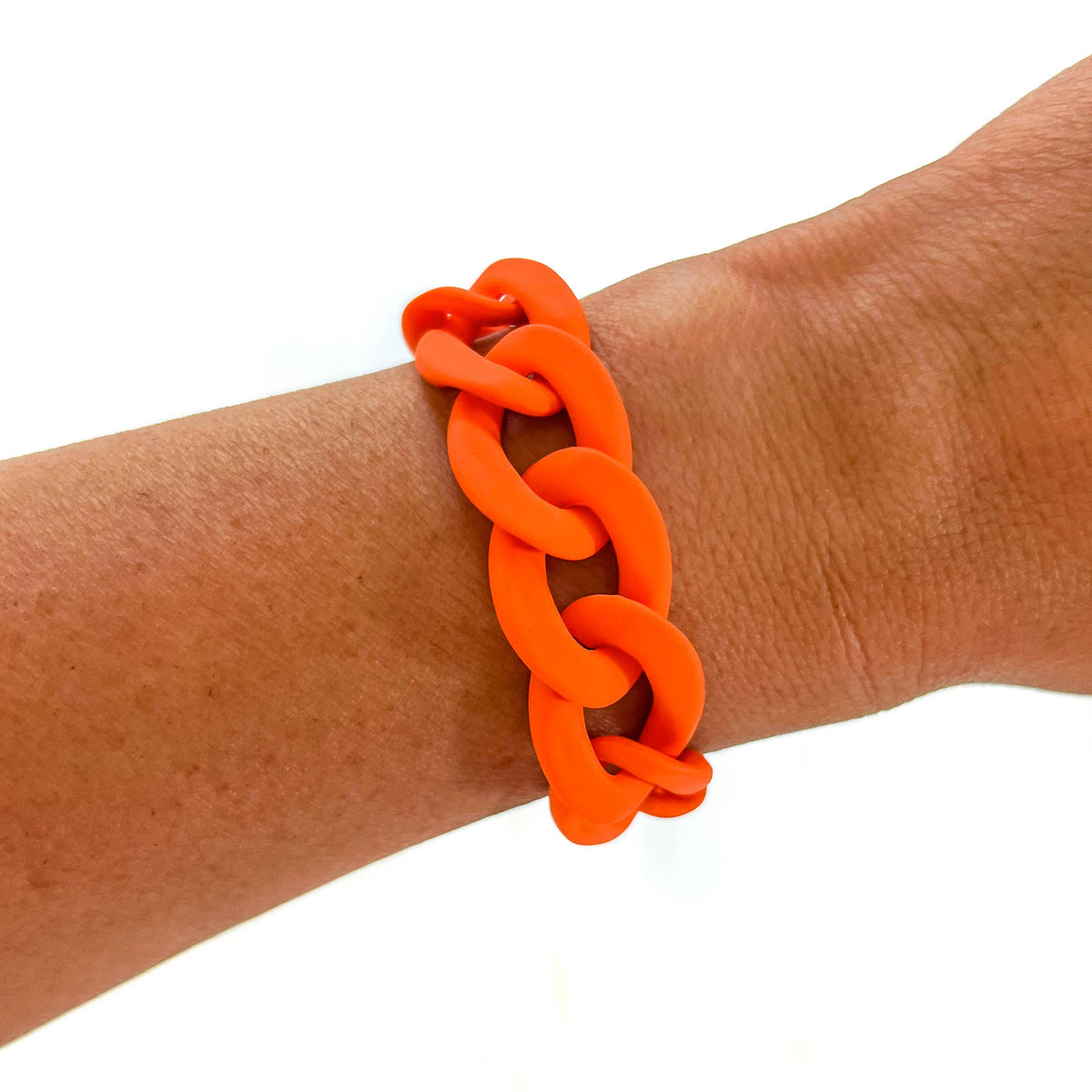 Matte Orange Chunky Acrylic Chain Link Bracelet--Lemons and Limes Boutique