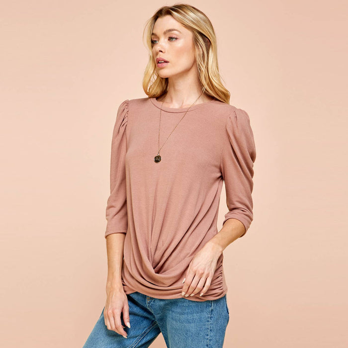 Darla Twist Front Top in Rose-Lemons and Limes Boutique