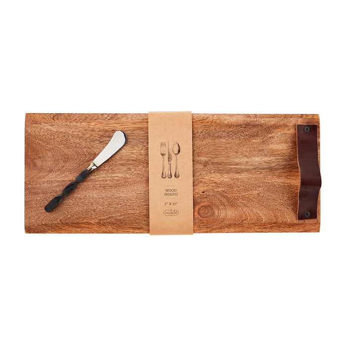 Rectangle Leather Handle Board Set by Mudpie-Serving Piece-Lemons and Limes Boutique