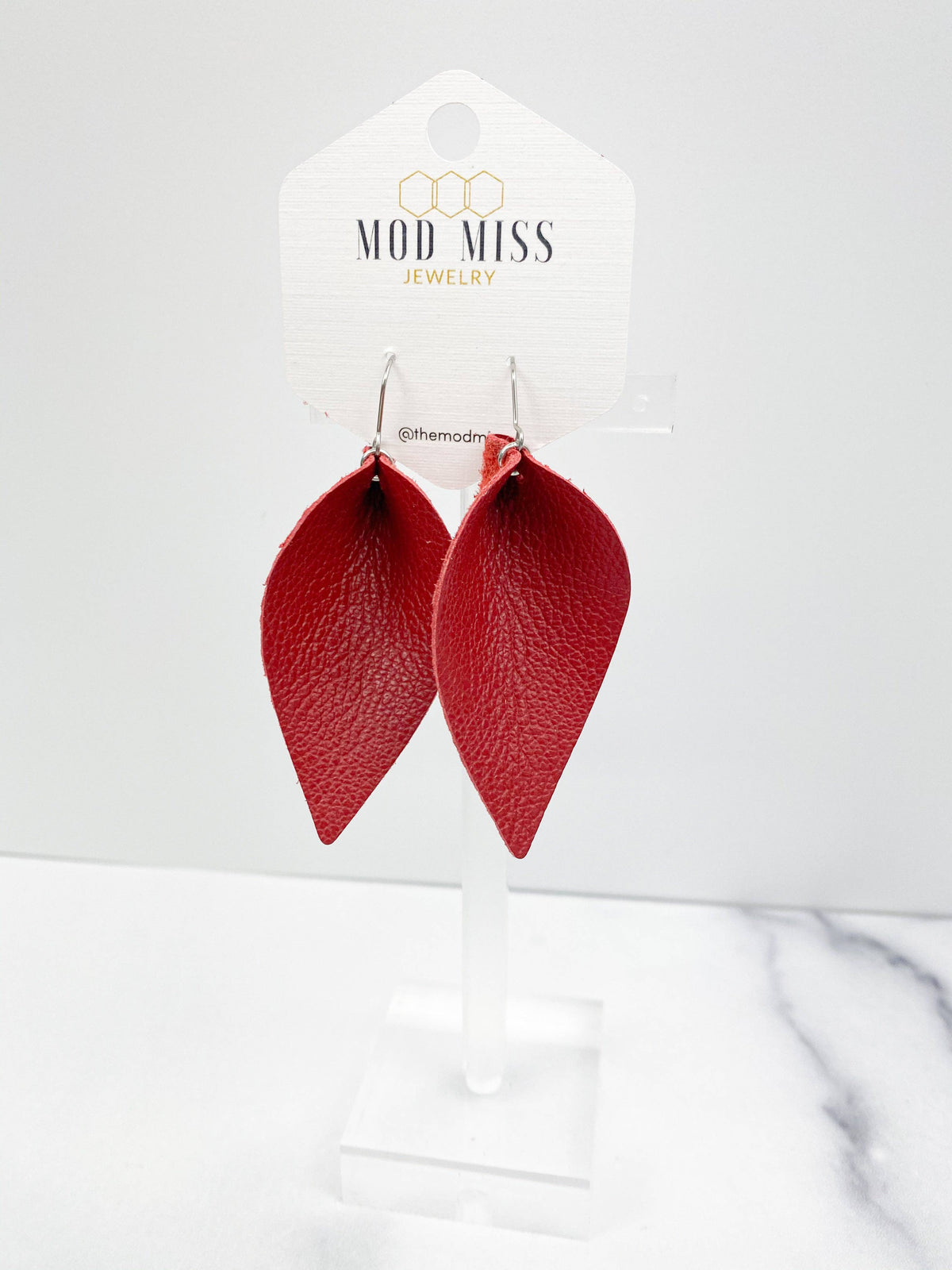 Leather Petal Earring in True Red-Lemons and Limes Boutique