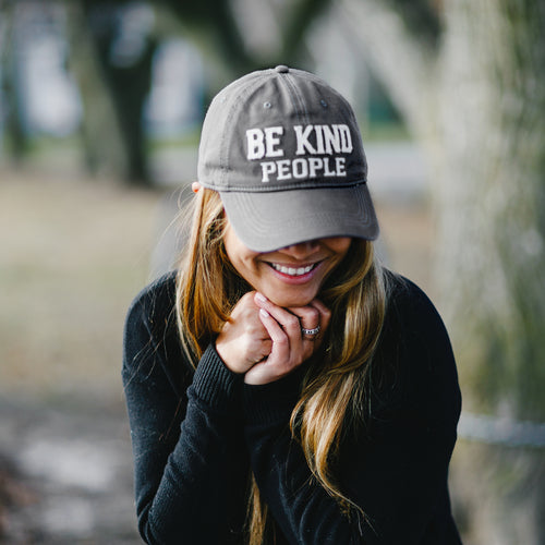 Be Kind People Dark Grey Adjustable Hat-Caps & Visors-Lemons and Limes Boutique