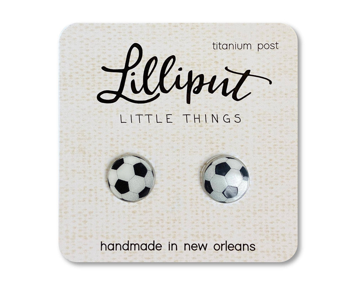 Soccer Ball Stud Earrings--Lemons and Limes Boutique