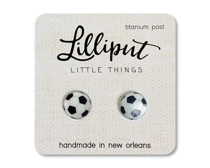 Soccer Ball Stud Earrings-Lemons and Limes Boutique