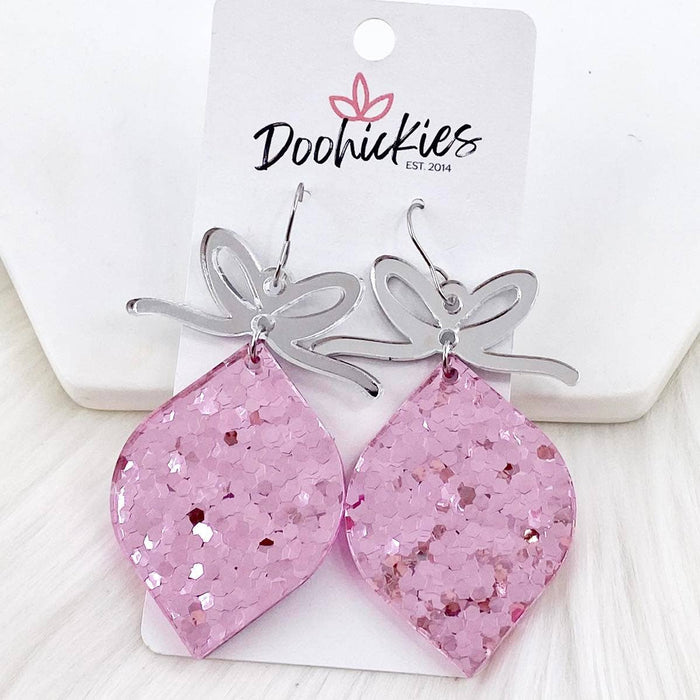 2.5" Pink Confetti Ornament Christmas Earrings-Lemons and Limes Boutique