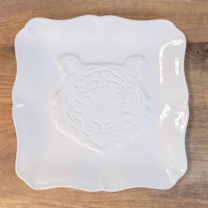 Tiger Square Platter in White--Lemons and Limes Boutique