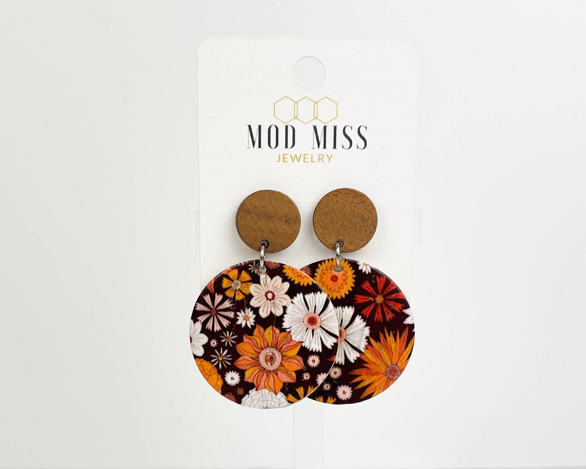 Cork+Leather Round Earring "Boho Mystery"--Lemons and Limes Boutique