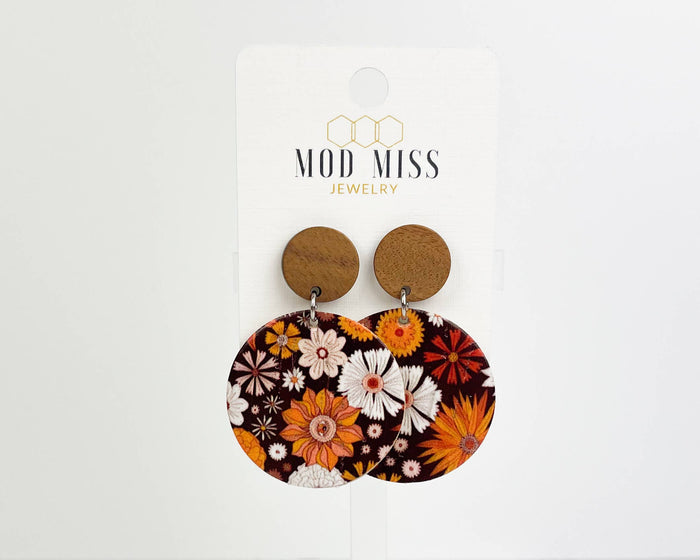 Cork+Leather Round Earring "Boho Mystery"-Lemons and Limes Boutique