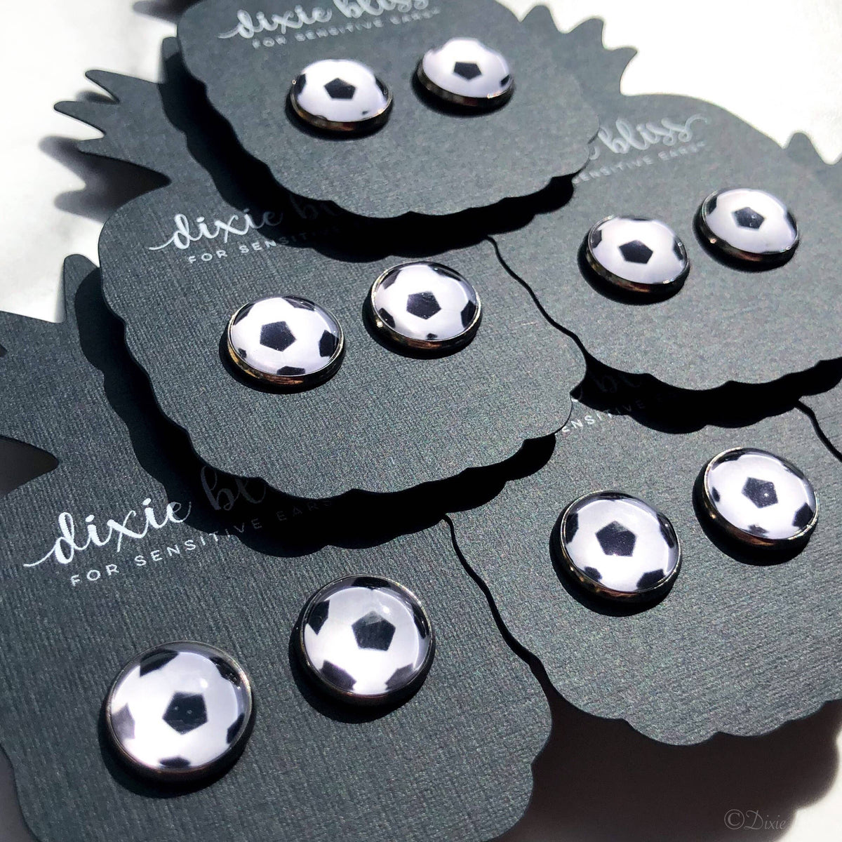 Soccer Stud Earrings in Photo Glass--Lemons and Limes Boutique