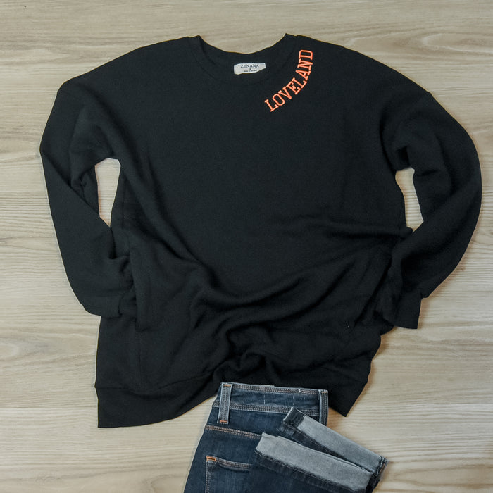 LOVELAND (Orange) Pullover with Pockets-Black-Lemons and Limes Boutique