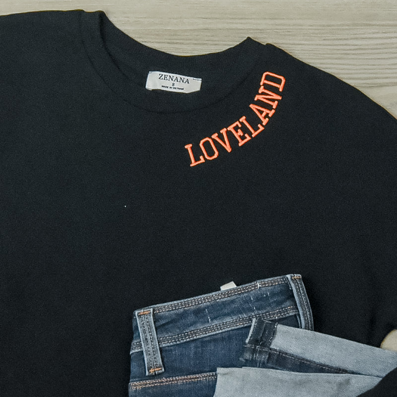 LOVELAND (Orange) Pullover with Pockets-Black--Lemons and Limes Boutique