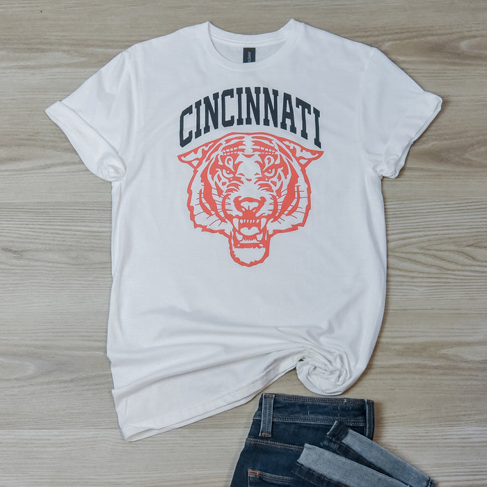 Cincinnati Tiger T-Shirt- White--Lemons and Limes Boutique