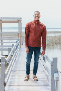 Simply Southern Men's Quarter Zip Pullover in Spice-Men's Apparel-Lemons and Limes Boutique