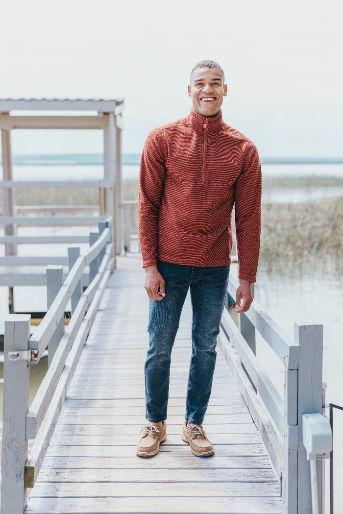 Simply Southern Men's Quarter Zip Pullover in Spice-Men's Apparel-Lemons and Limes Boutique