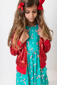 Red Sequin Jacket-Apparel-Lemons and Limes Boutique