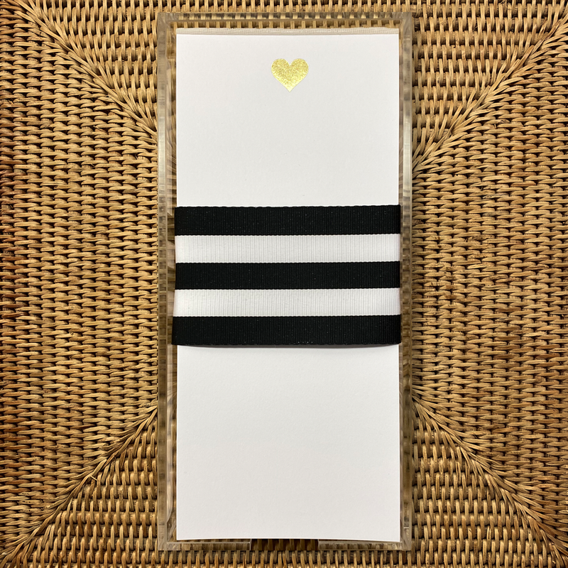 Notepad - Letter size Gold Foil Heart Black Ink--Lemons and Limes Boutique