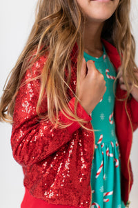 Red Sequin Jacket-Apparel-Lemons and Limes Boutique