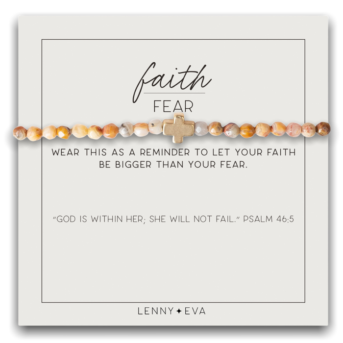 Silver Cross Faith Over Fear Bracelet-Mexican Agate-Lemons and Limes Boutique
