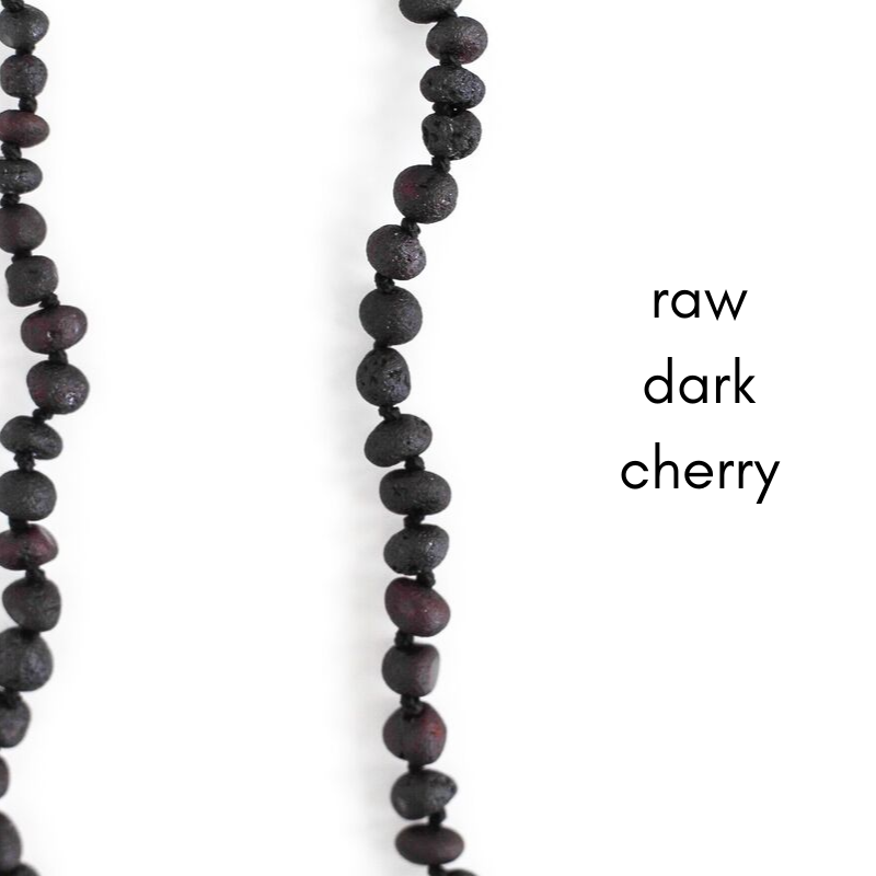 Child Baltic Amber Teething Necklace in Dark Cherry--Lemons and Limes Boutique