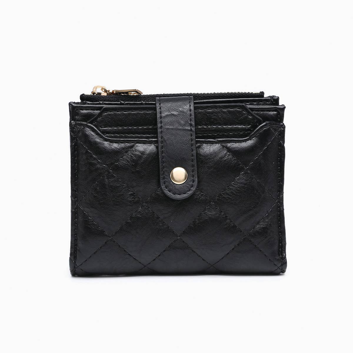 Melody Quilted Zip Top Wallet in Black-Black-Lemons and Limes Boutique