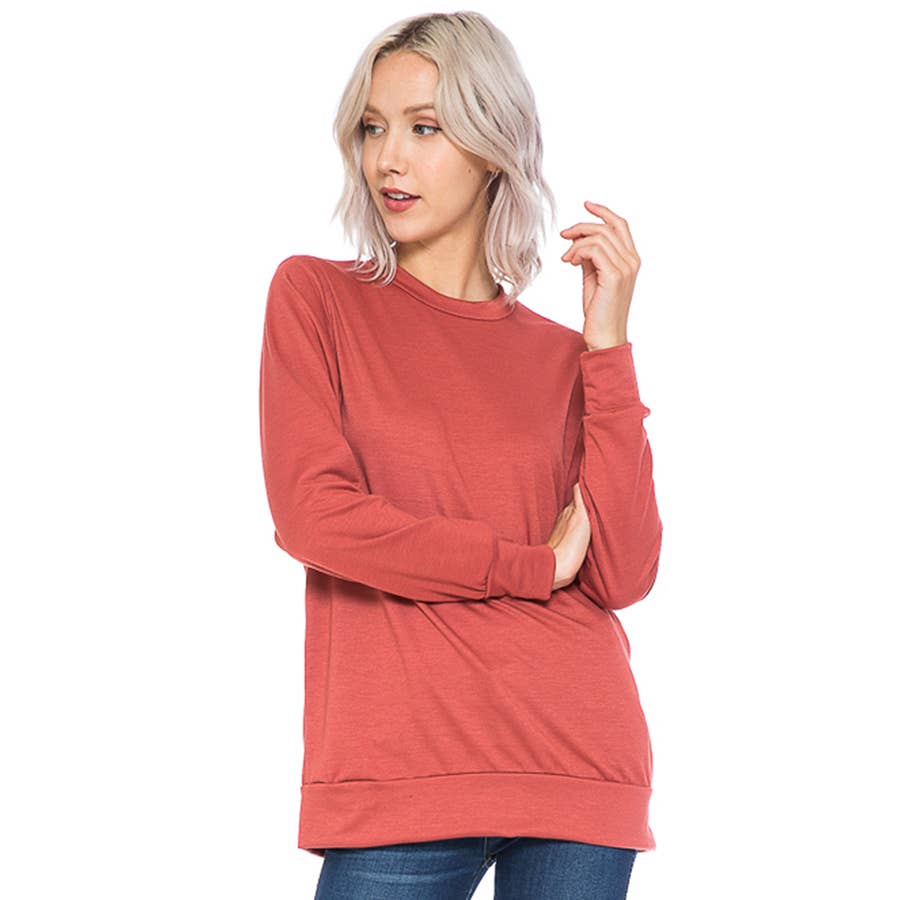 Avery Solid BoyFriend Fit Tunic in Paprika-Apparel-Lemons and Limes Boutique
